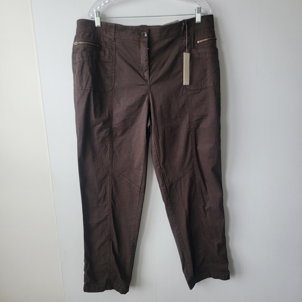 chico's so slimming women's casual cotton ankle pants size 3 16/18 cocoa bean